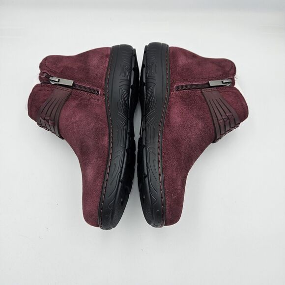 Earth Women's Flat Boot Synal Ankle Suede Dark Wine Casual Zip Booties 7 W - Picture 3 of 7